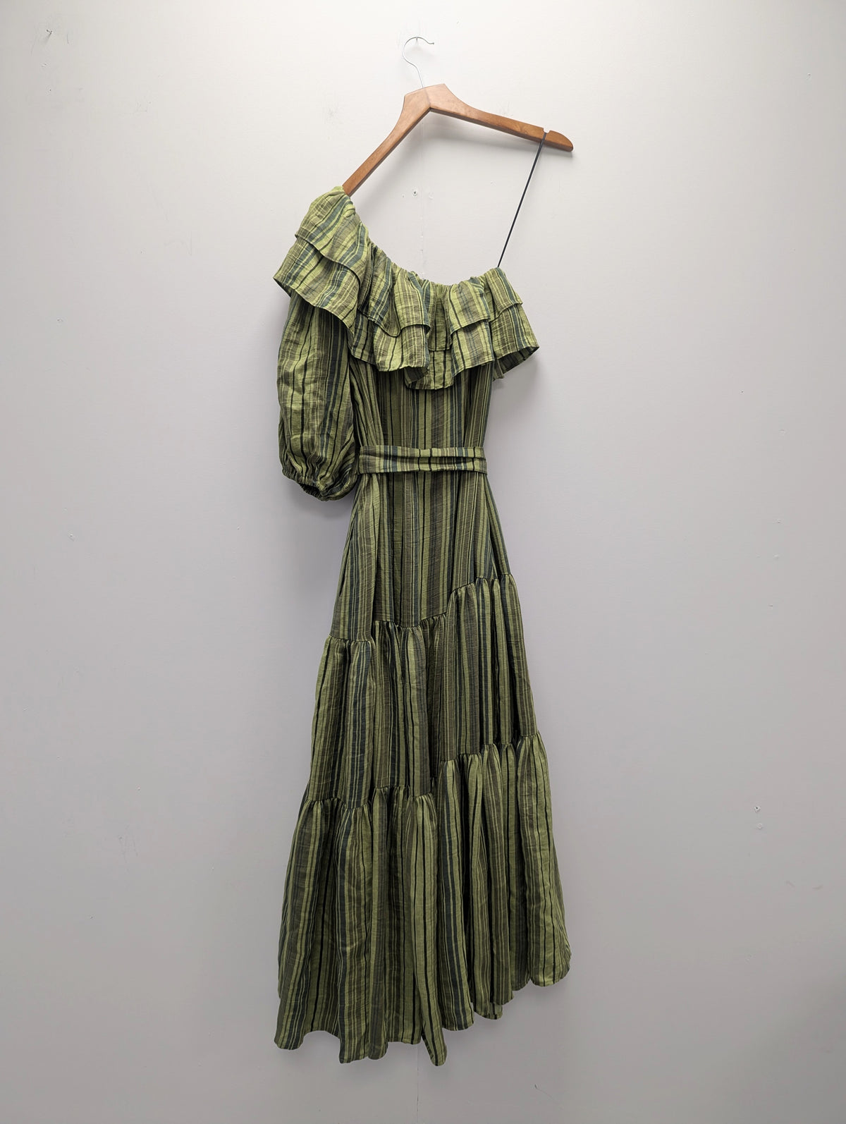 Lisa Marie Fernandez Green Striped Linen Arden Dress