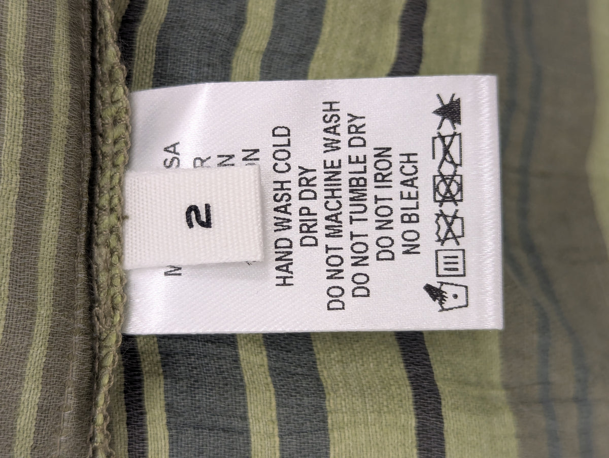 Lisa Marie Fernandez Green Striped Linen Arden Dress
