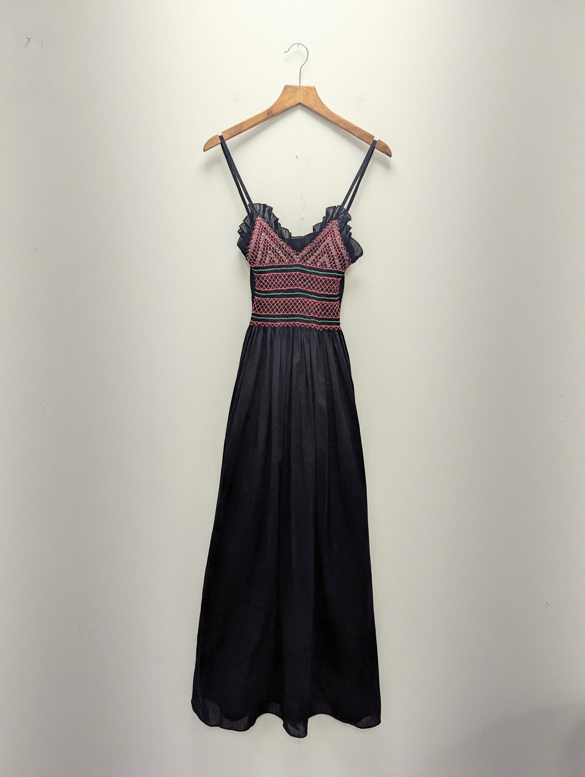 Loretta Caponi Black Cotton Bianca Dress