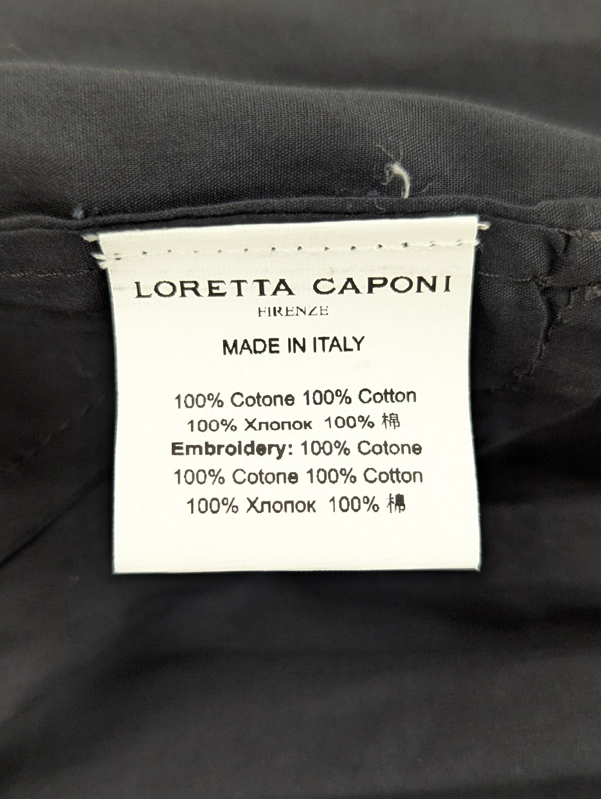 Loretta Caponi Black Cotton Bianca Dress
