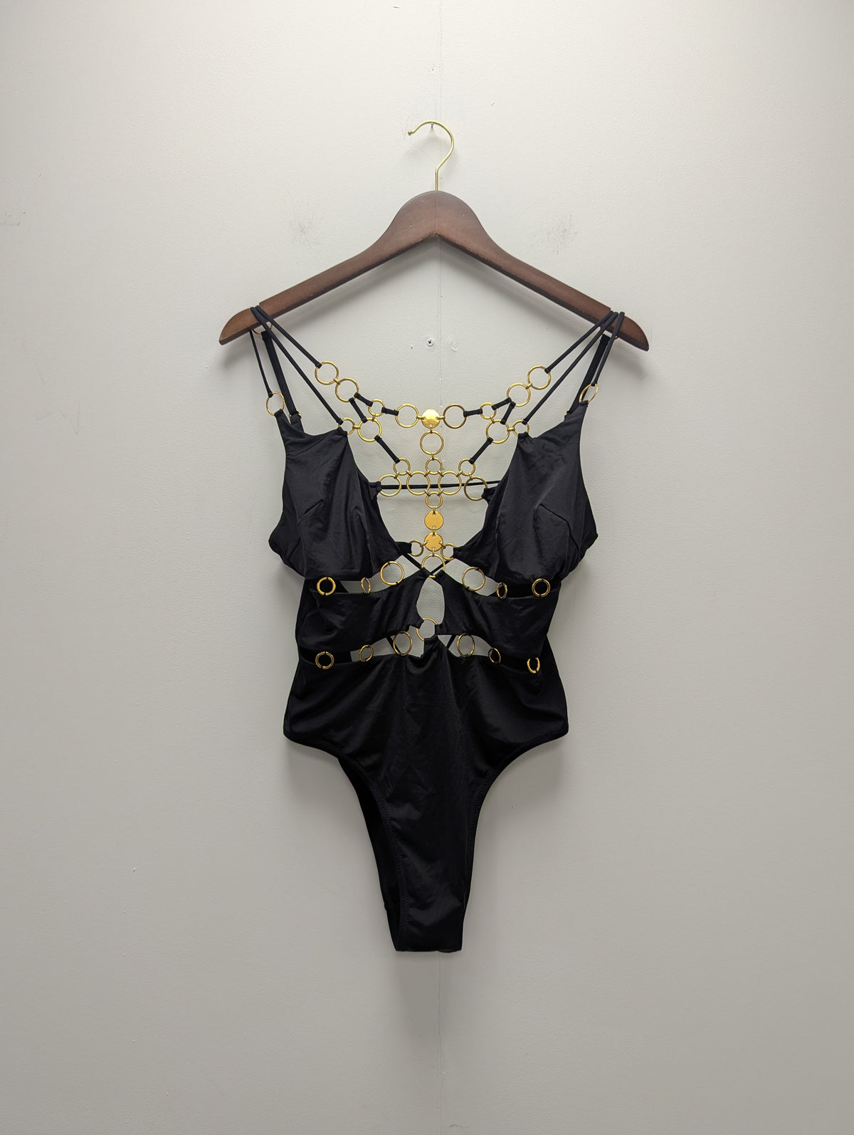Agent Provocateur Black Davine Swimsuit Gold Chains