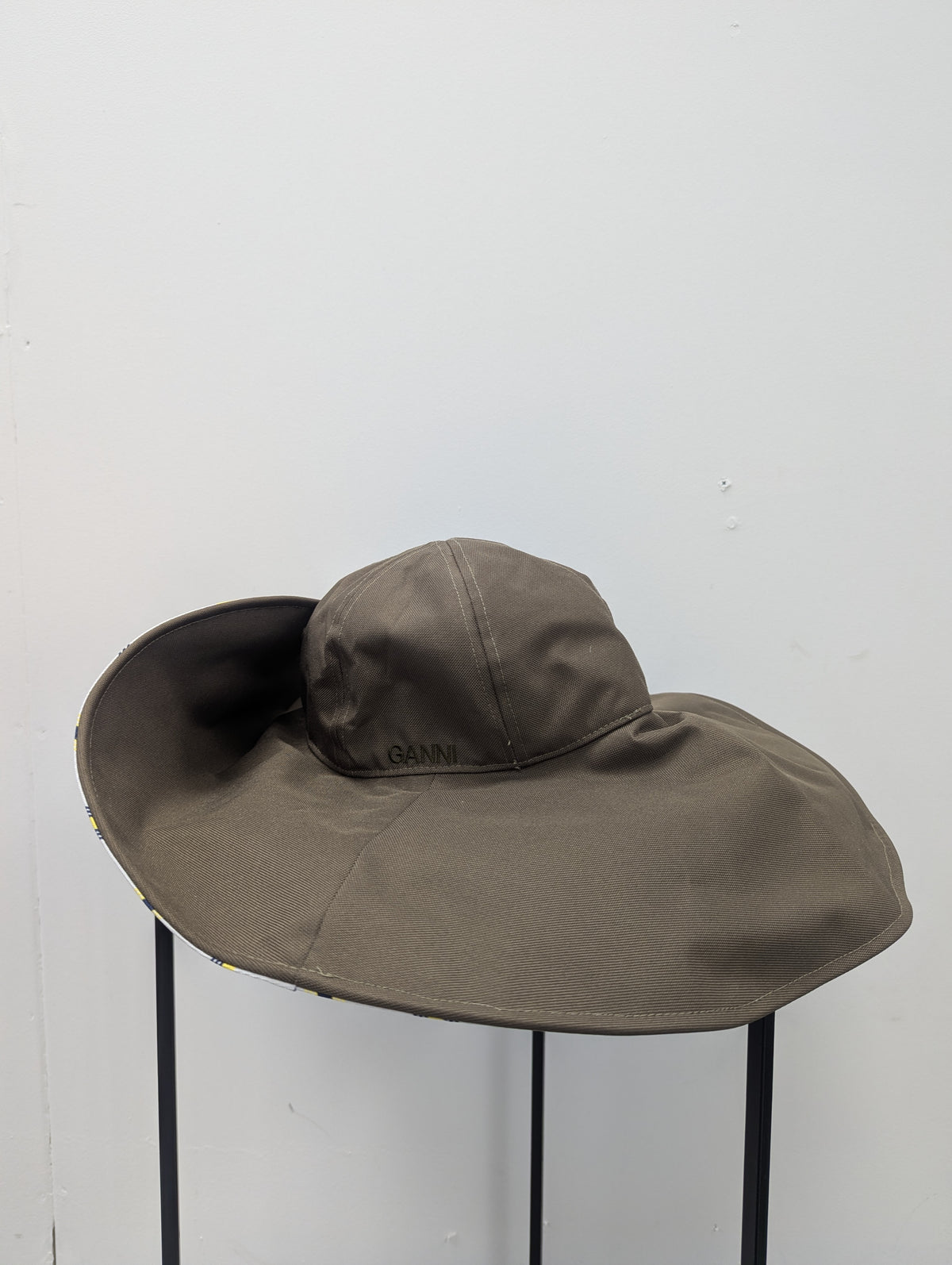 Ganni Khaki Wide Brim Bucket Sun Hat