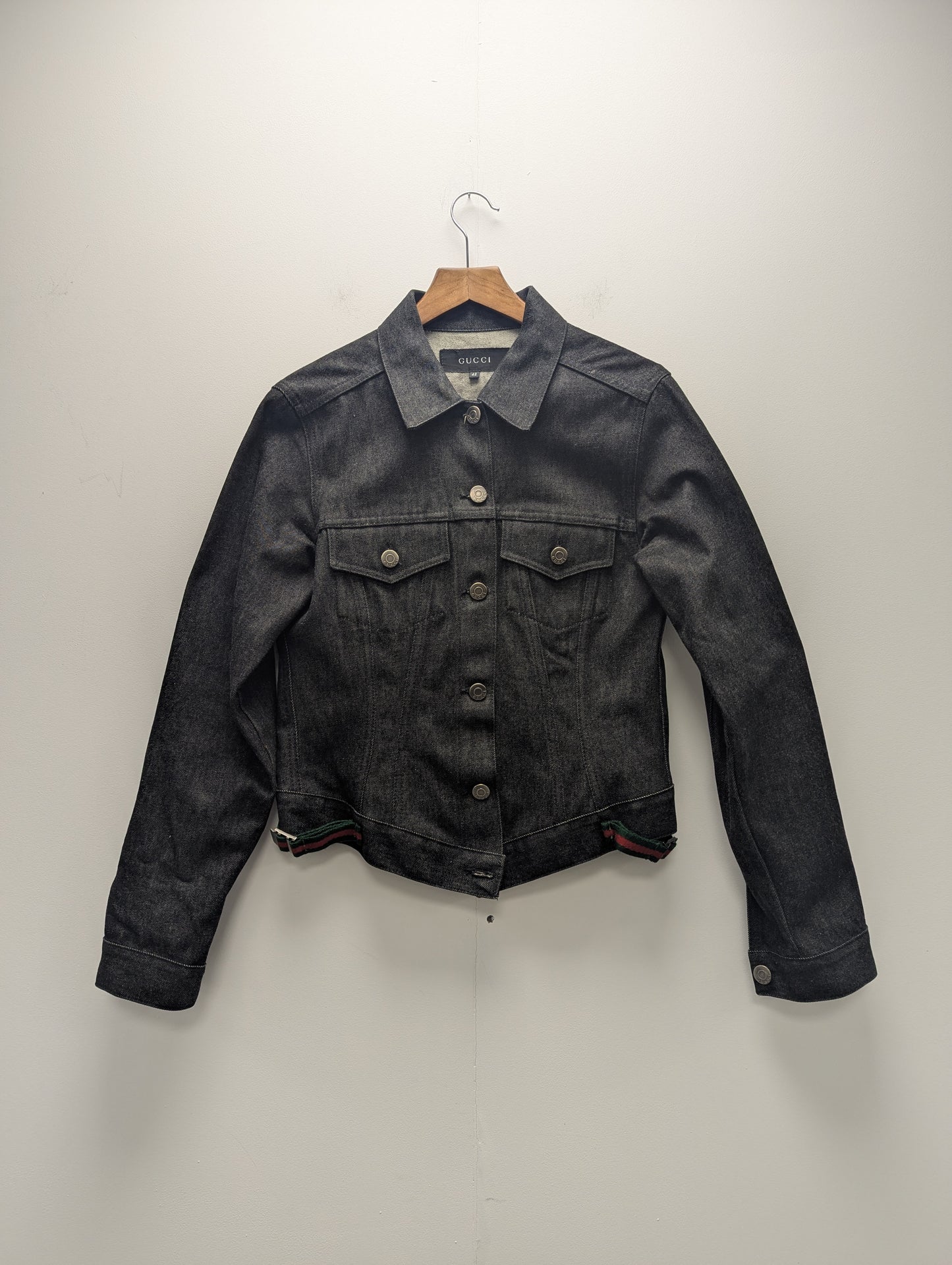 Gucci 1990s Tom Ford Blue Denim Jacket With Web Detailing