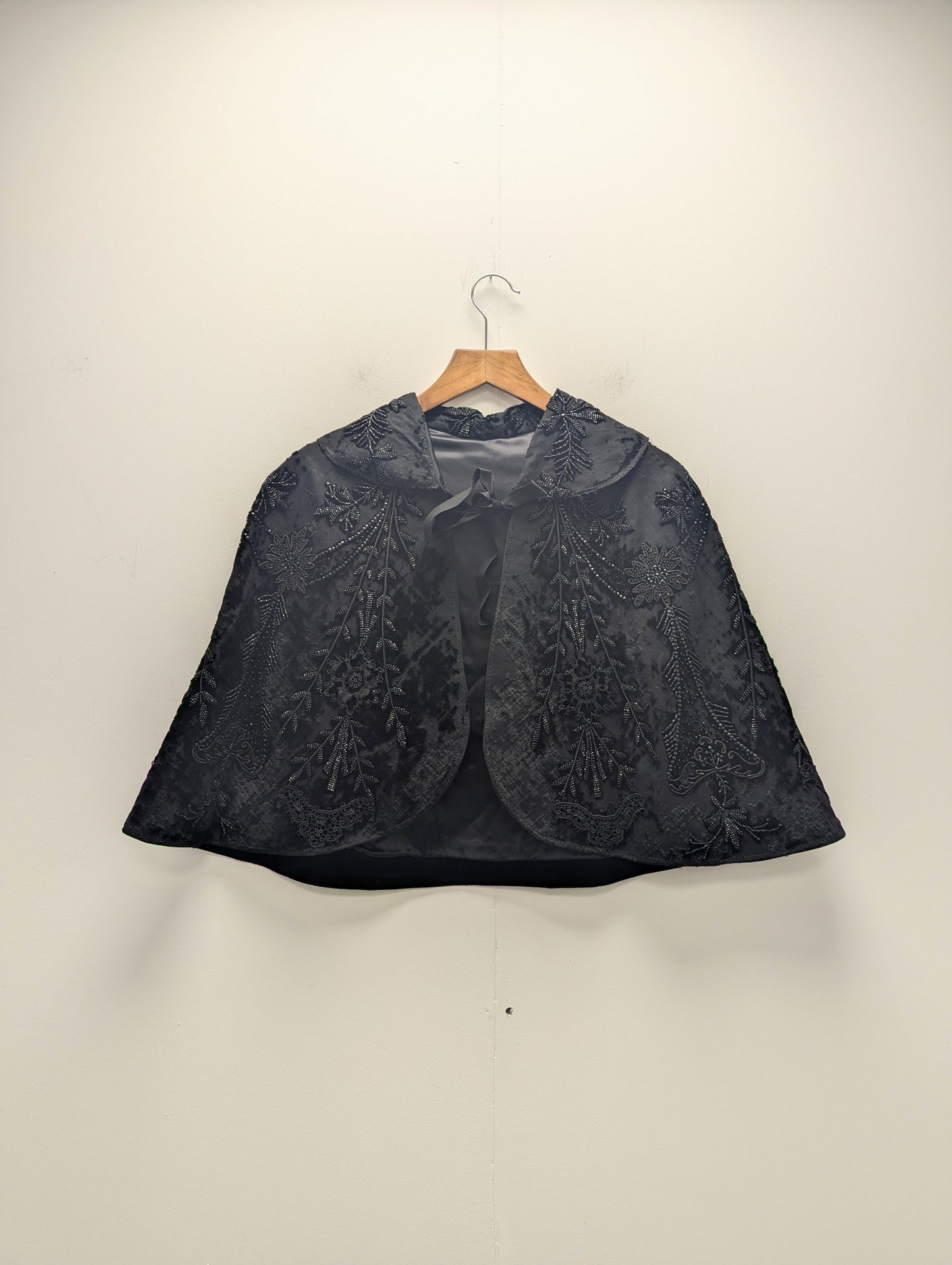 Black Velvet Beaded Short Cape