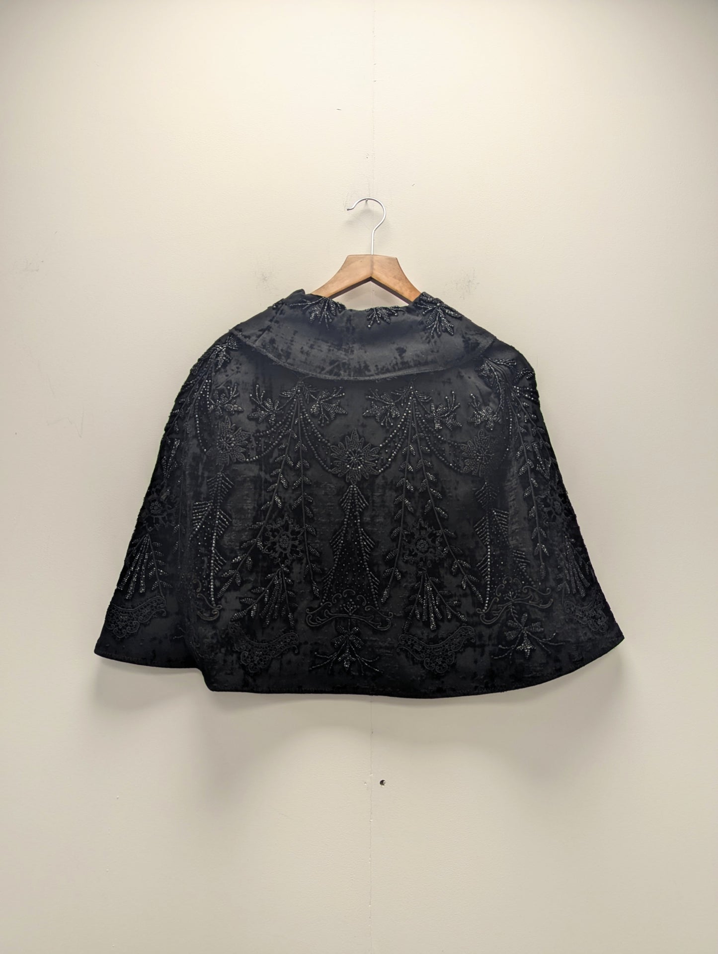 Black Velvet Beaded Short Cape