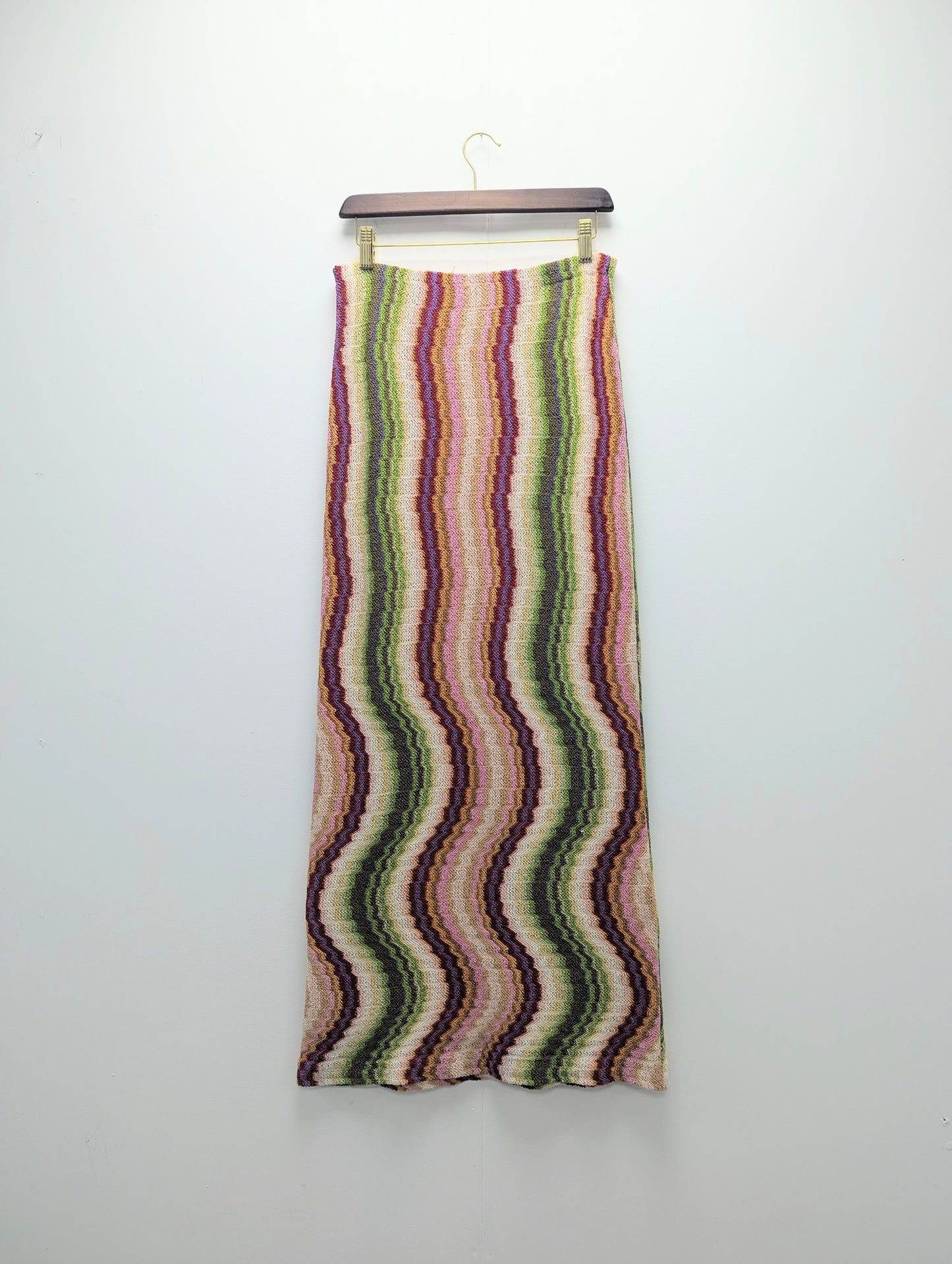 Missoni Green And Pink Knit Maxi Skirt