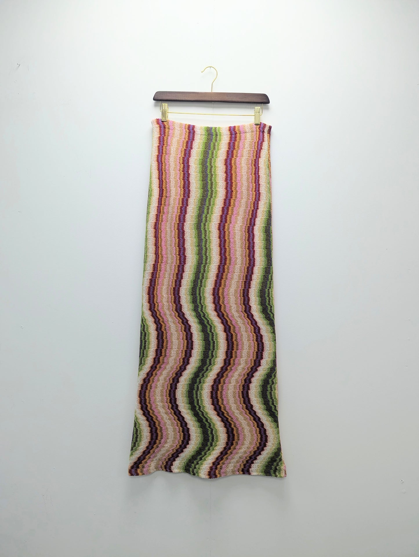 Missoni Green And Pink Knit Maxi Skirt