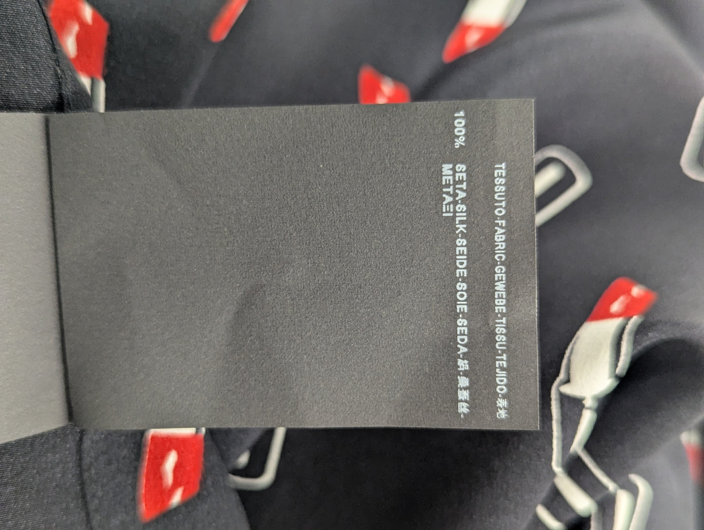 Saint Laurent AW15 Blue/Black Silk Lipstick Blouse