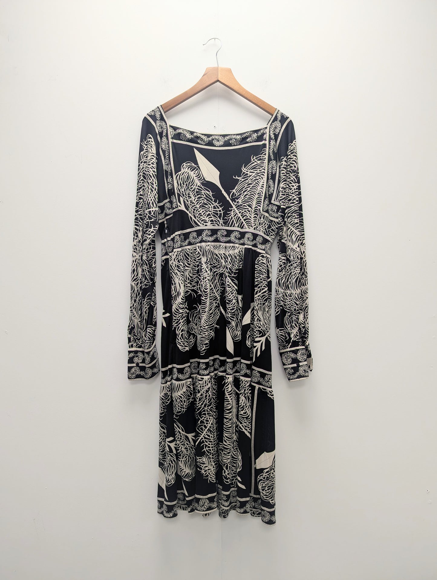Emilio Pucci Abstract Monochrome 1960's Long Sleeved Midi Dress