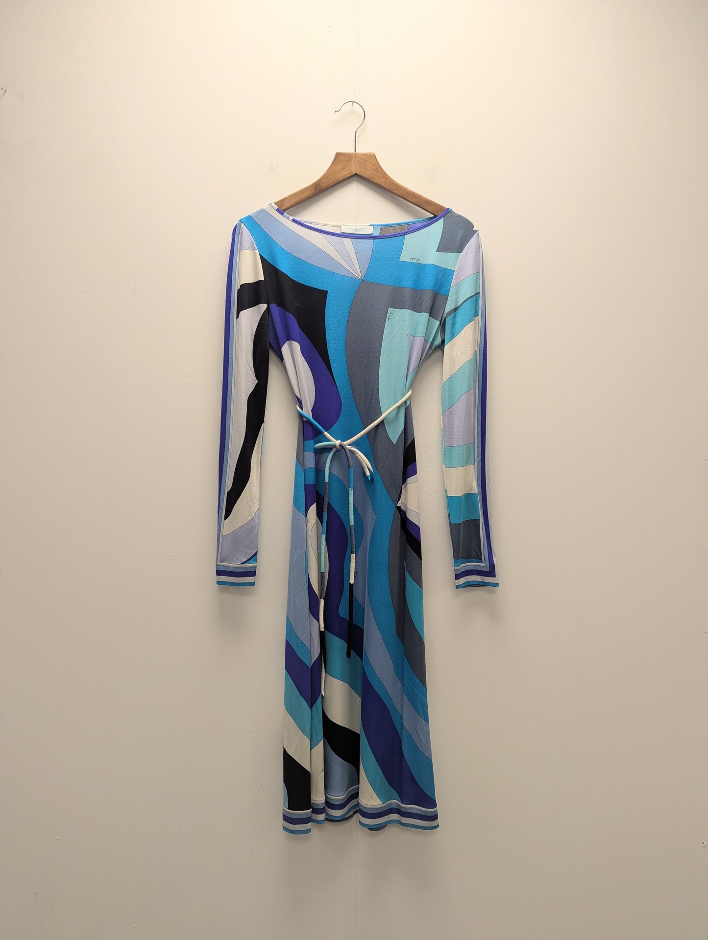 Emilio Pucci 2000s Blue Print Silk Jersey Dress