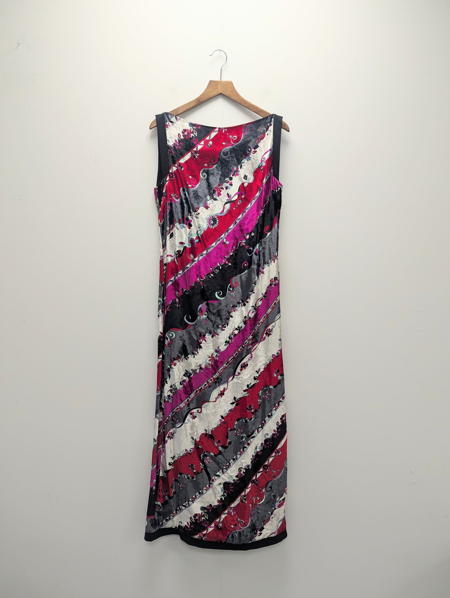 Emilio Pucci 1990's Stripe Velvet Shift Midi Dress