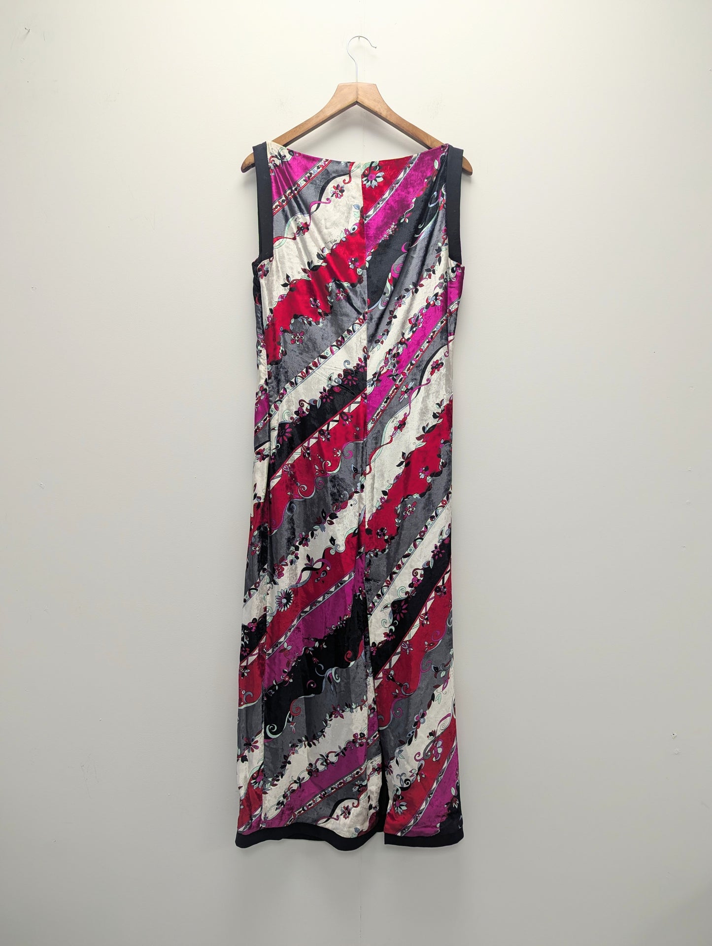 Emilio Pucci 1990's Stripe Velvet Shift Midi Dress