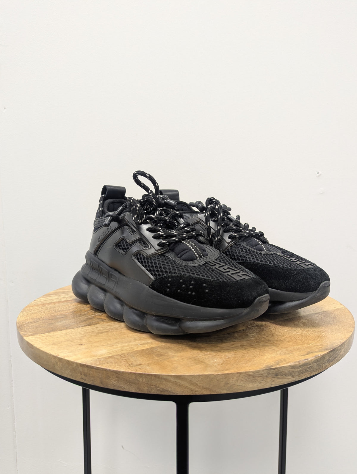 Versace Black Chain Reaction Platform Trainers