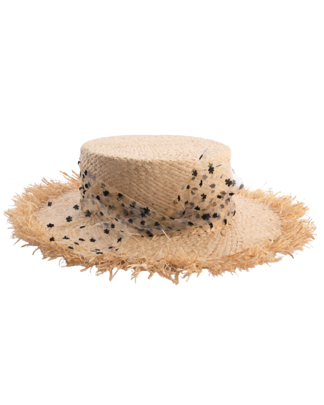 Sibi Linda Beige Frayed Raffia Hat