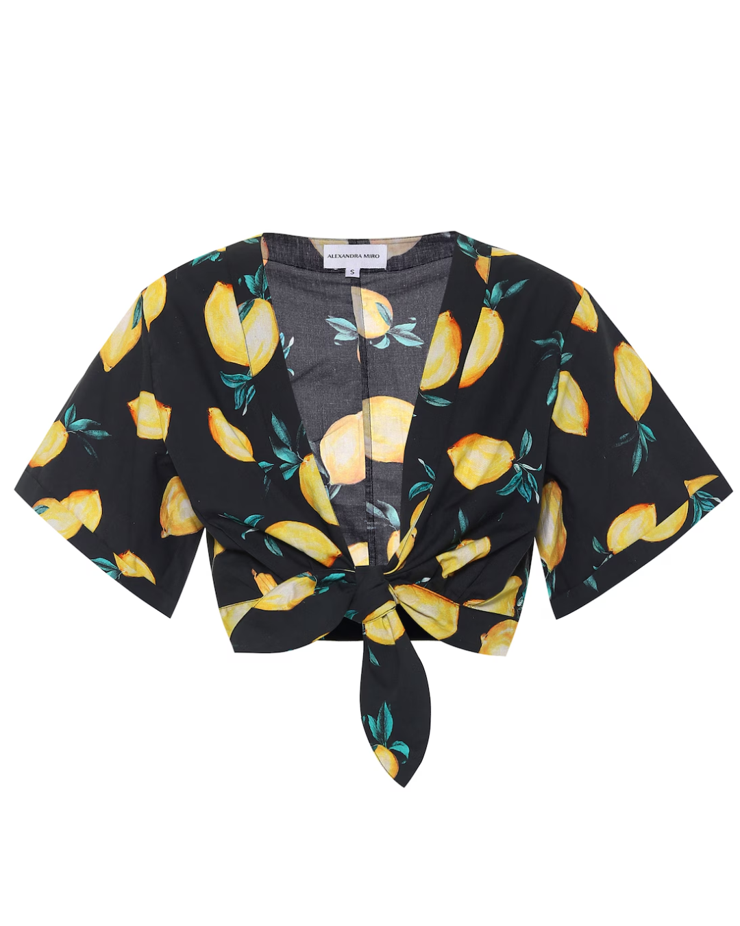Alexandra Miro Black Lemons Tie Front Top