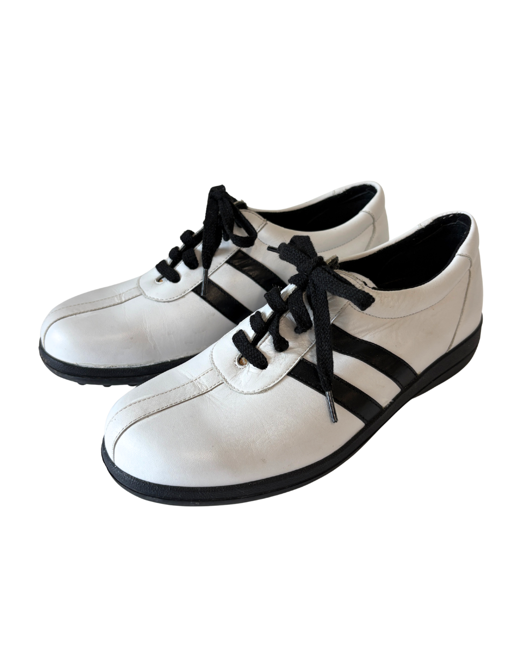 Bally White And Black Leather Trainers