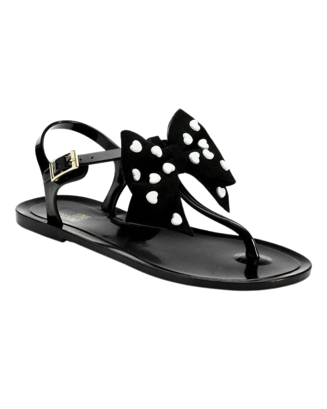 Love Moschino Black Bow T-Strap Jelly Sandals