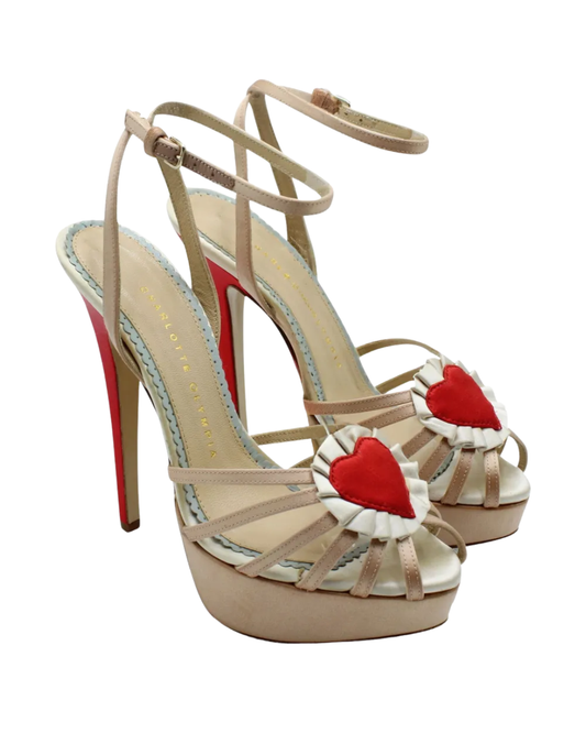 Charlotte Olympia Beige Forever Heart Platform Heels