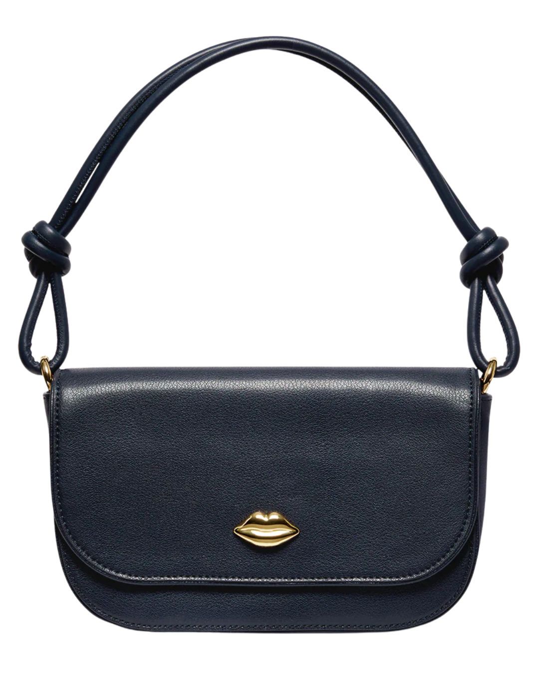 Lulu Guinness Navy Blue Lips Leather Shoulder Bag