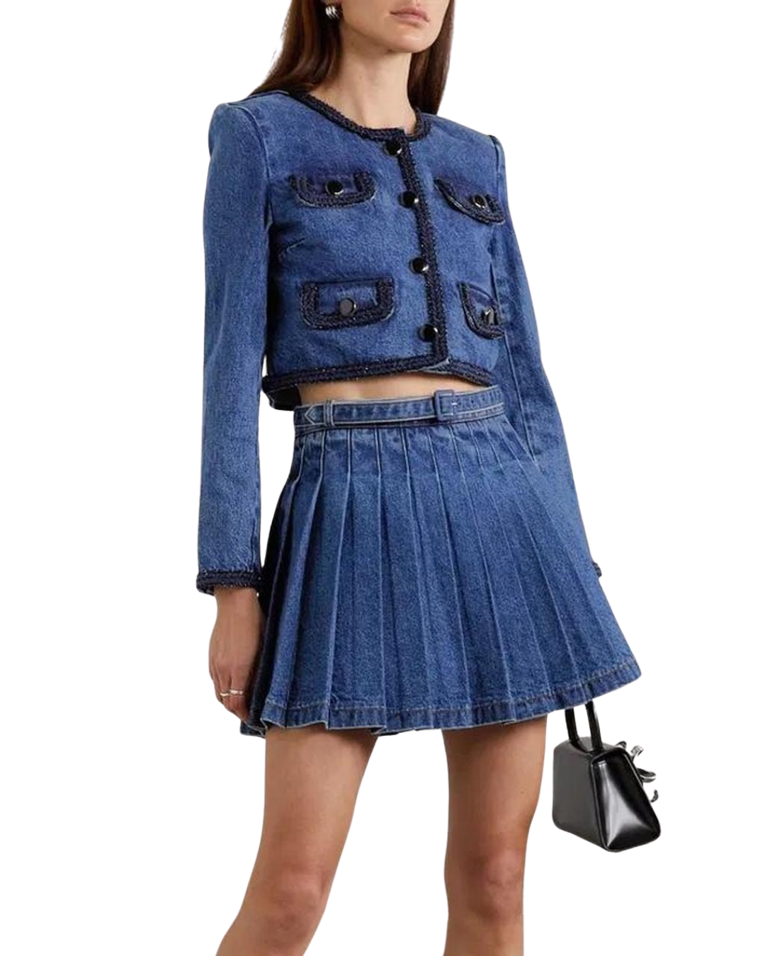 Self-Portrait Blue Denim Jacket And Mini Skirt