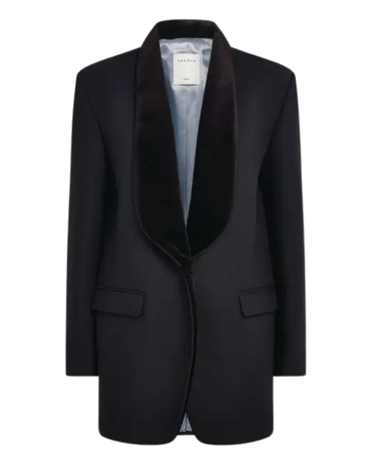Sandro Gemma Black Smoking Blazer