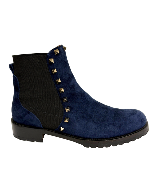 Valentino Rockstud Navy Suede Boots