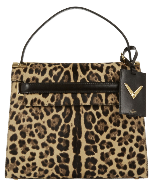 Valentino Garavani My Rockstud Leopard Print Calf Hair And Suede Tote Bag