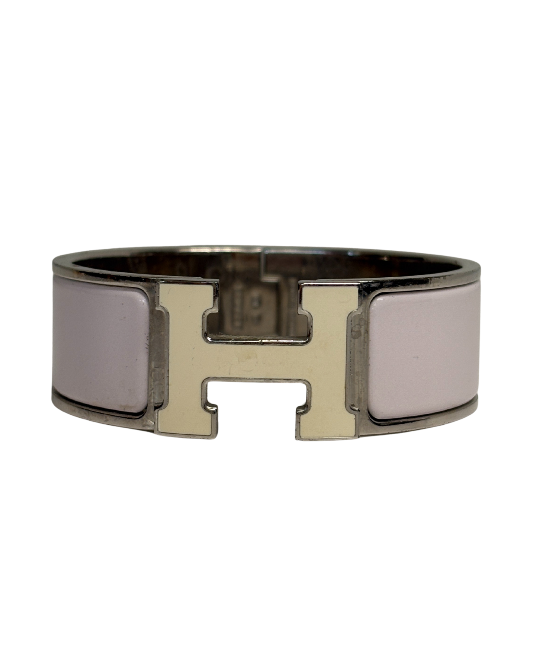 Hermes Clic H Pale Pink And Silver Bracelet