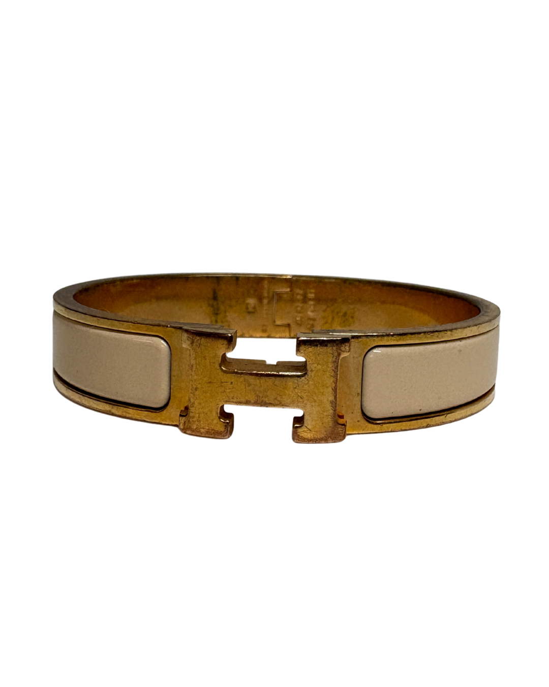Hermes Small Clic H Bracelet In Gold And Cream