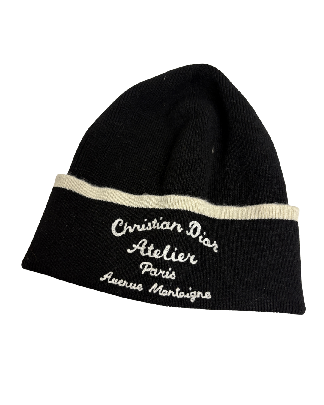 Christian Dior Atelier Black Logo Beanie Hat