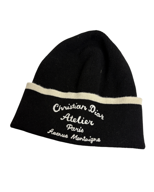 Christian Dior Atelier Black Logo Beanie Hat