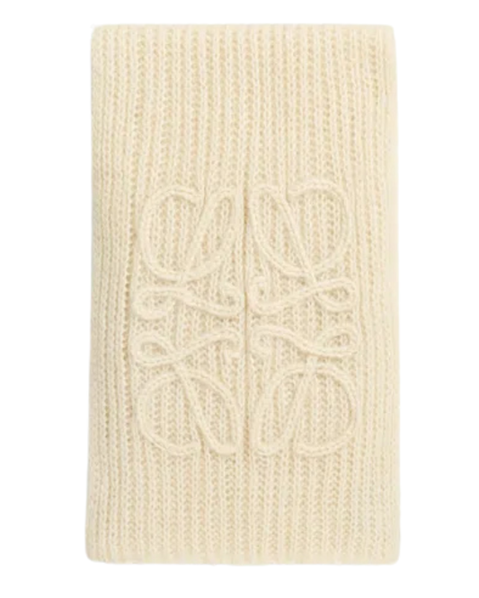 Loewe Anagram Cream Wool Scarf