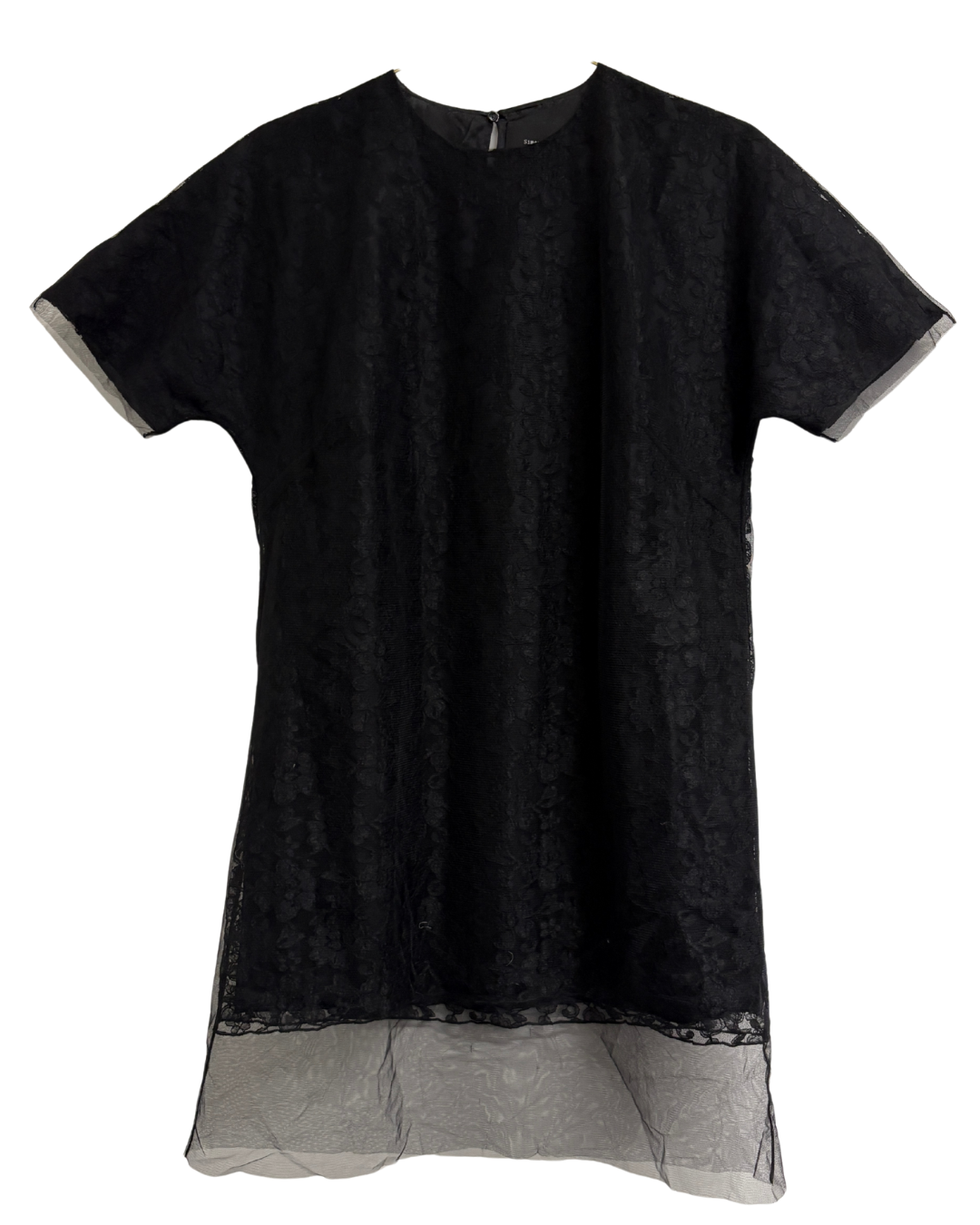 Simone Rocha Black Silk Lace Tee Dress