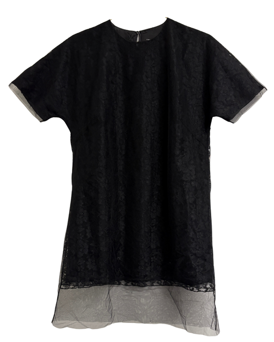 Simone Rocha Black Silk Lace Tee Dress