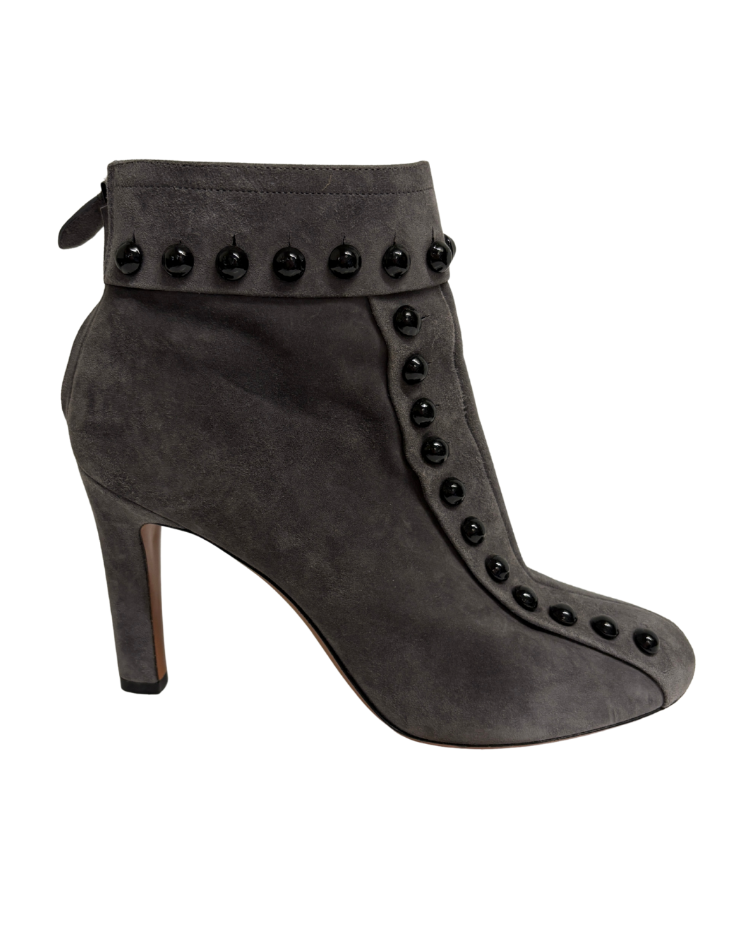 Alaia Grey Studded Suede Ankle Boots