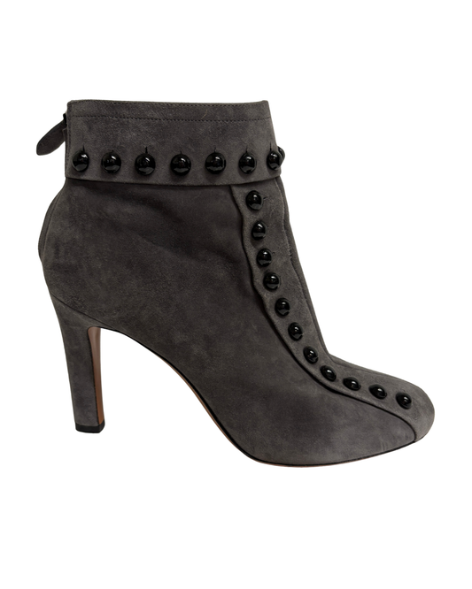 Alaia Grey Studded Suede Ankle Boots
