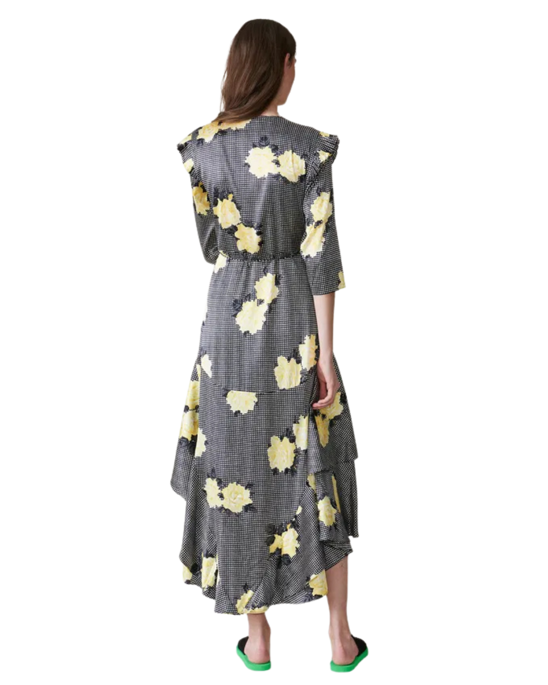 Ganni Calla Floral Silk Wrap Dress