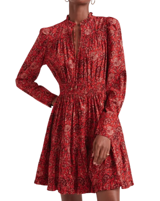 Ulla Johnson Liv Red Floral Tiered Dress