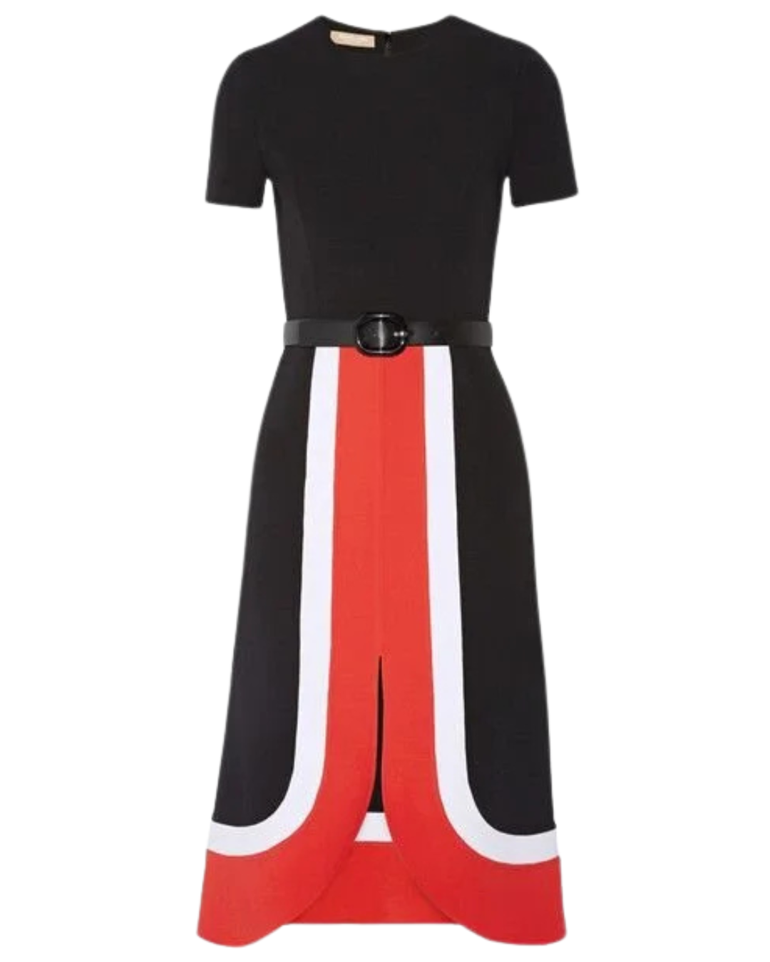 Michael Kors Collection Black Colour Block Wool Pencil Dress