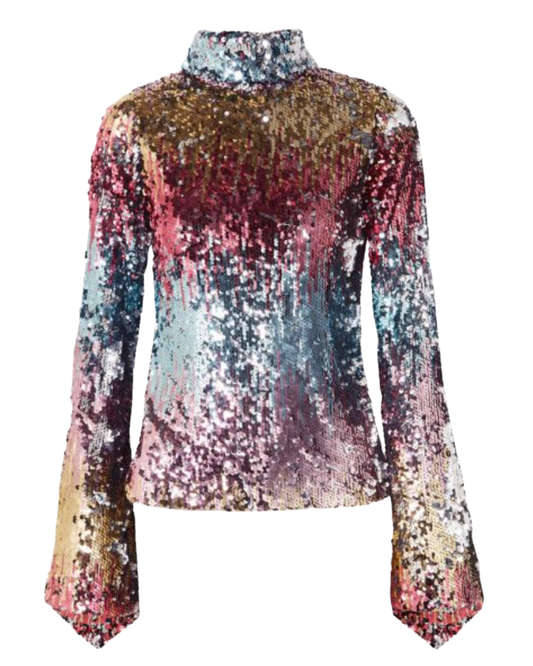 Halpern Multicoloured Sequin Top