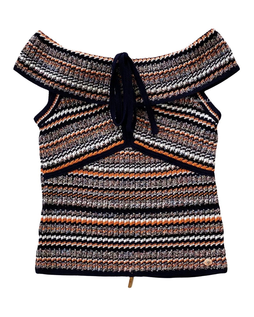 Chanel Navy and Orange Knit Top