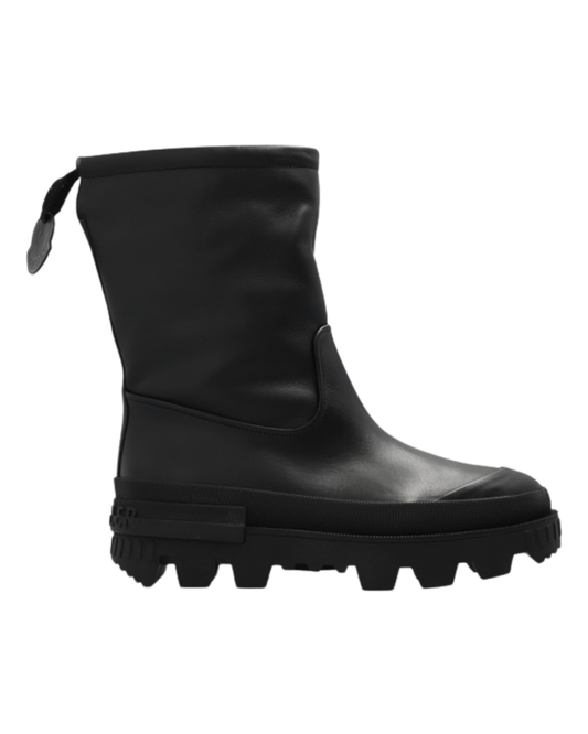 Moncler Moscova Black Leather Ankle Boots