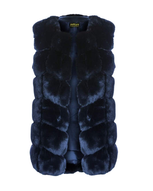 Jayley Blue Faux Fur Gilet