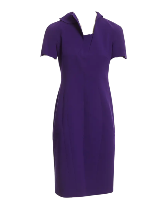 Jil Sander Purple Midi Dress With Asymmetric Collar