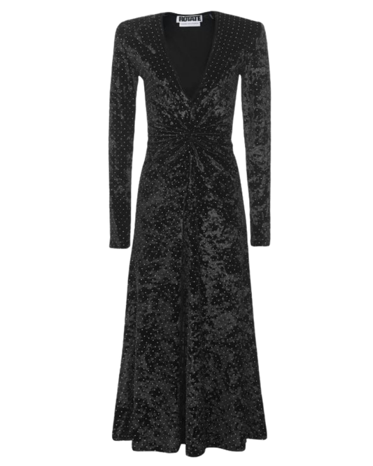 Rotate Lily Black Velvet Midi Dress