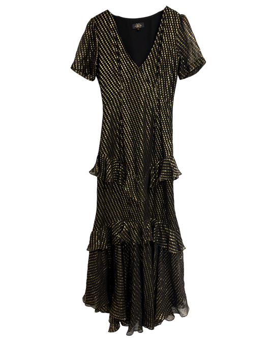 De La Vali Black And Gold Midi Dress