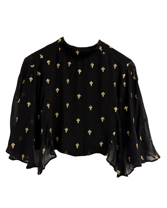De La Vali Black And Gold Top