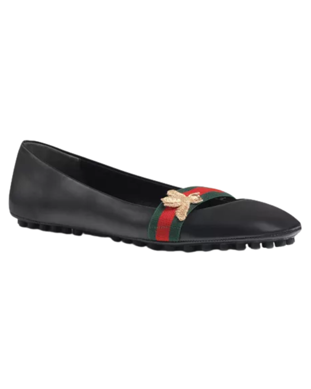 Gucci Bayadere Black Leather Bee Motif Ballet Pumps