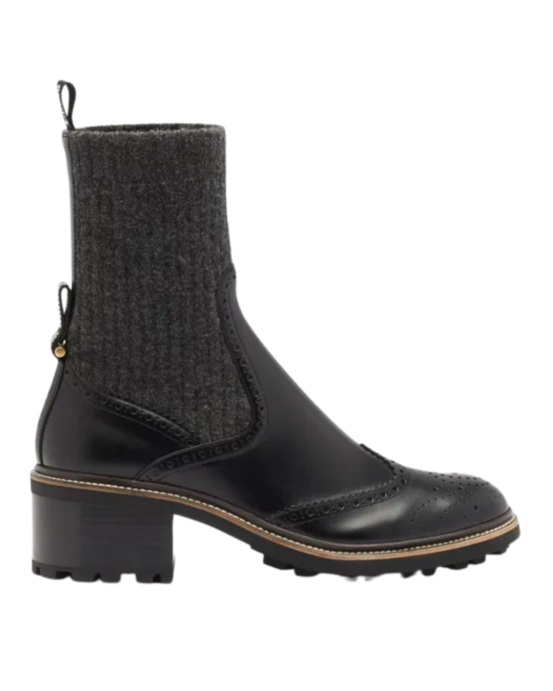 Chloe Franne Sock And Leather Brogue Ankle Boots