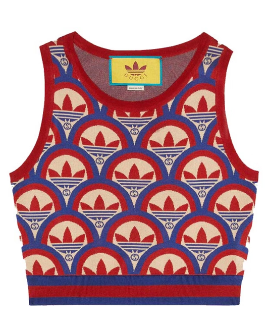 Gucci X Adidas Red Jacquard Crop Top